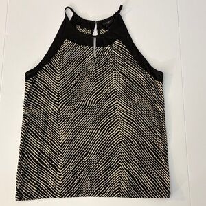 Ann Taylor Black and Cream Zebra-Print Halter Shell